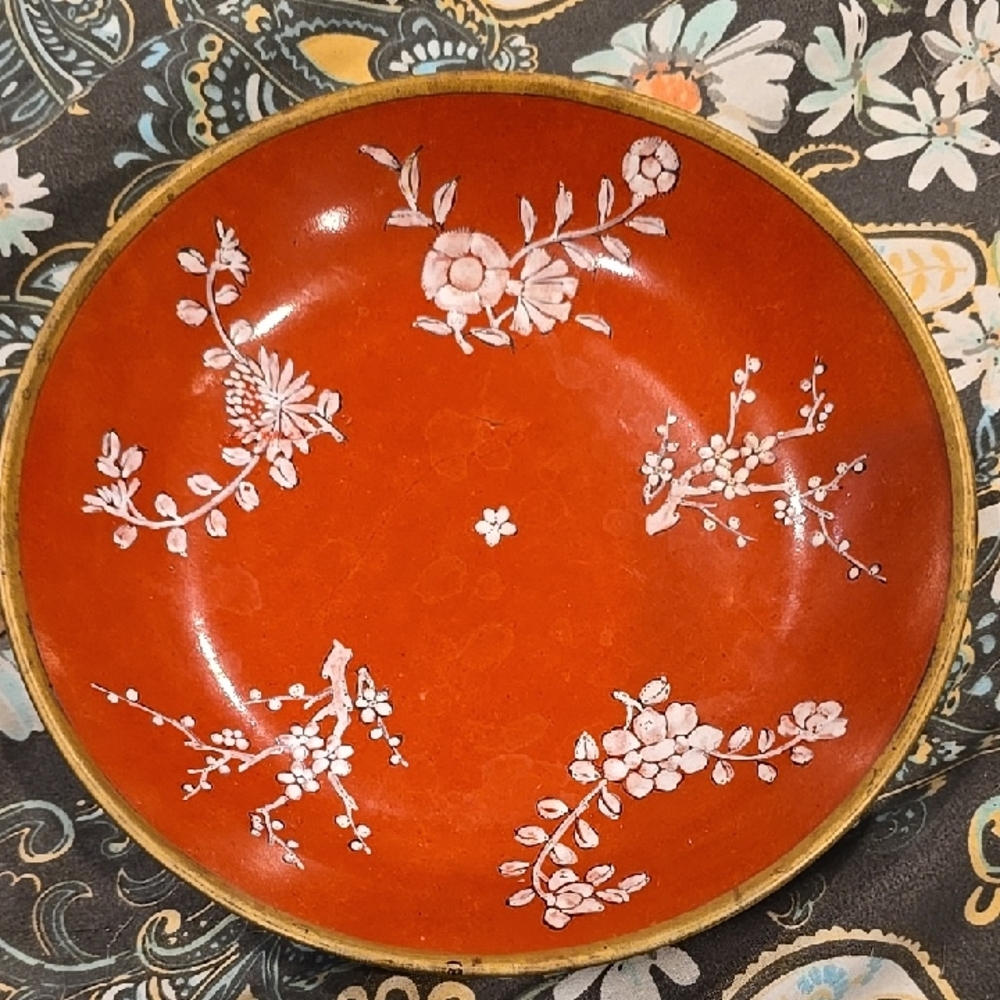 ❤️5/$25 Floral Red Decorative Plate Japanese Vintage 1970s
